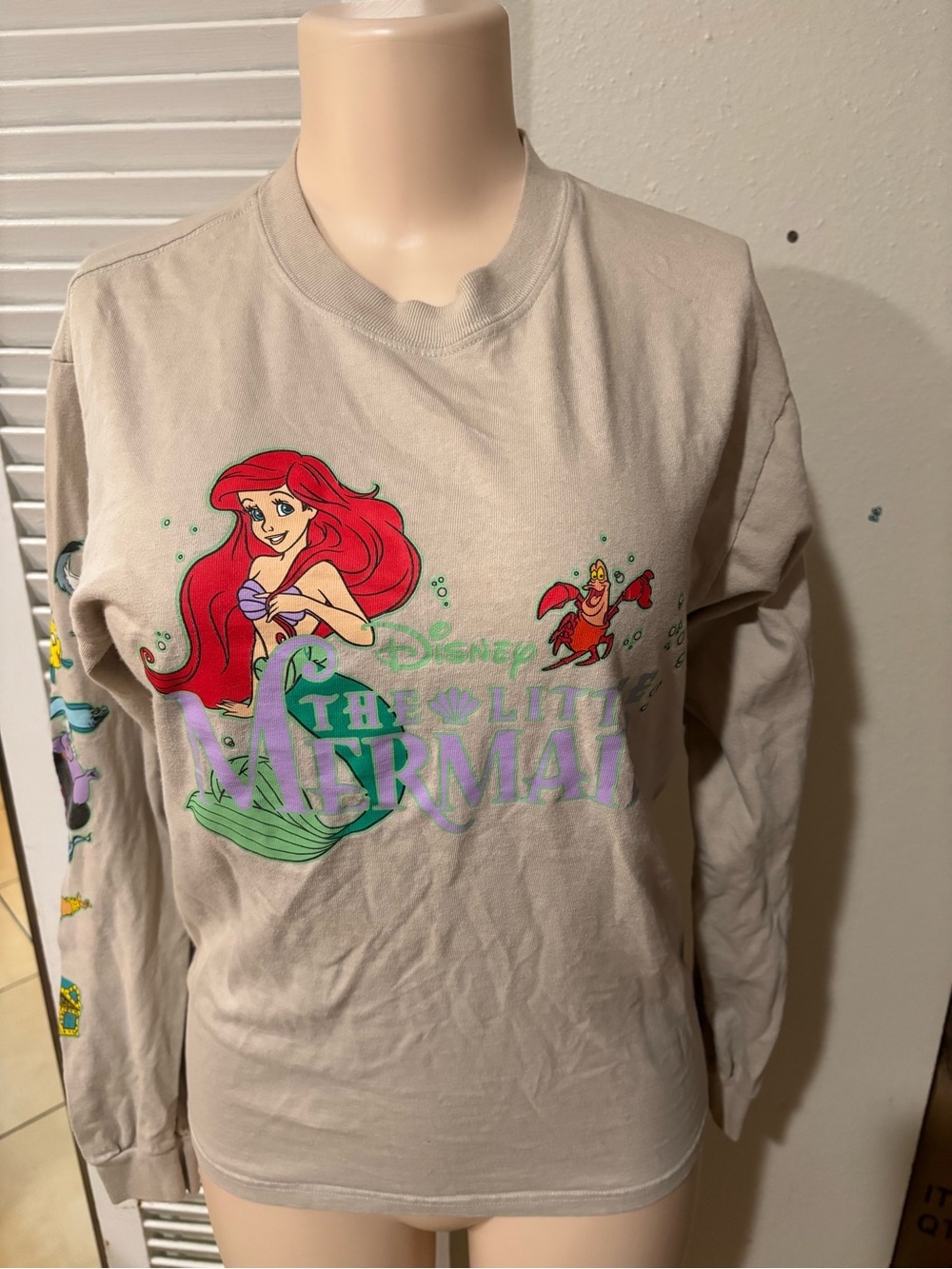 Hanes Long Sleeve The Little Mermaid Graphic Tee - Beige & Red